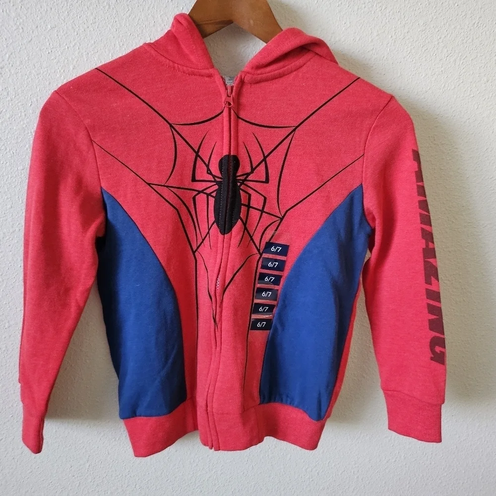 NWT Marvel Boy's Cool Spirerman Hoodie Size 6/7.